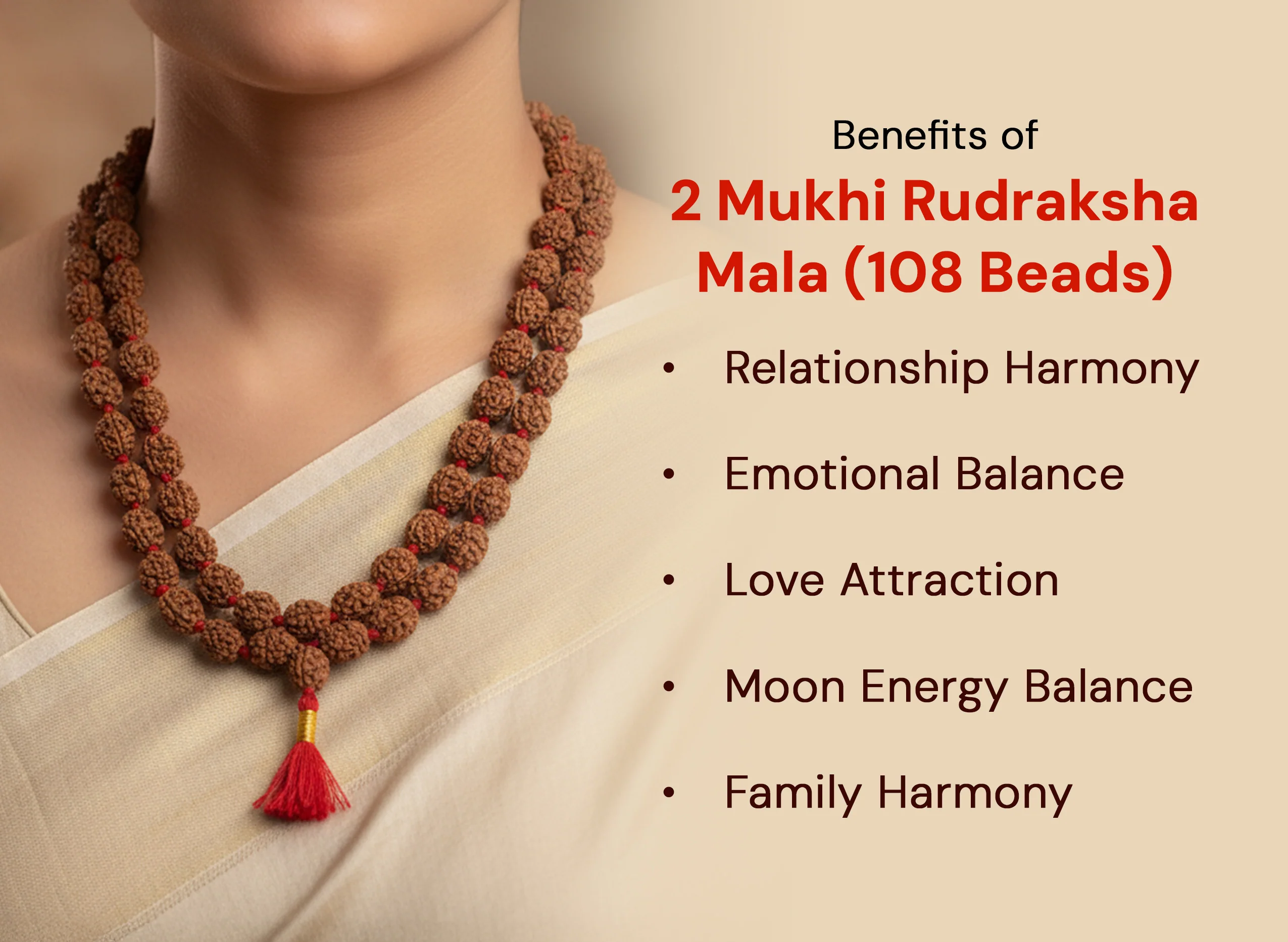 2 Mukhi Rudraksha Mala (108 Beads) - Image 2