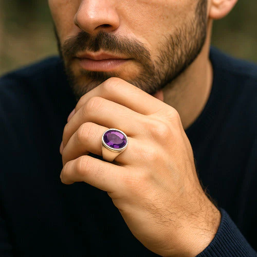 Amethyst Katela Sterling Silver Ring | Lab certified | Adjustable Ring - Image 4