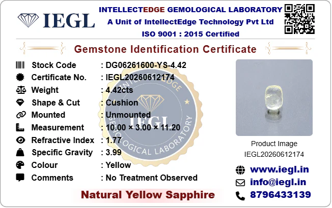 Ceylon Yellow Sapphire - 4.42 Carat - Image 3