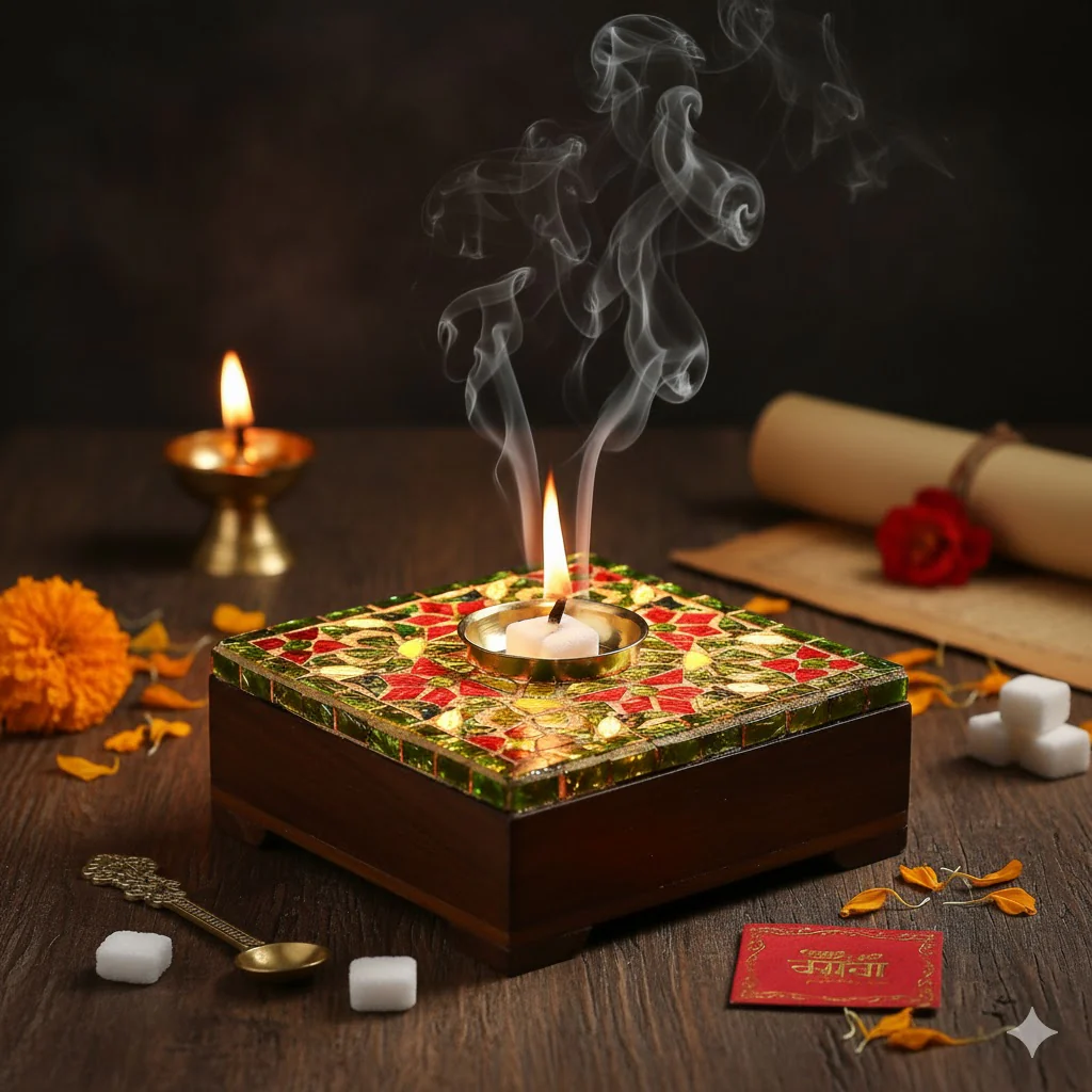 Flower Decorative Mosaic Kapoor Dhani Burner - Image 2