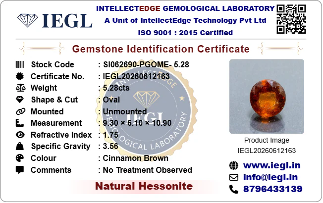 Hessonite - 5.28 Carat - Image 3