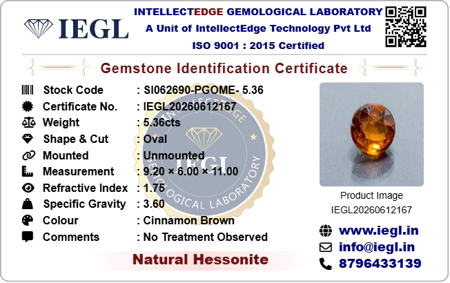 Hessonite - 5.36 Carat - Image 3