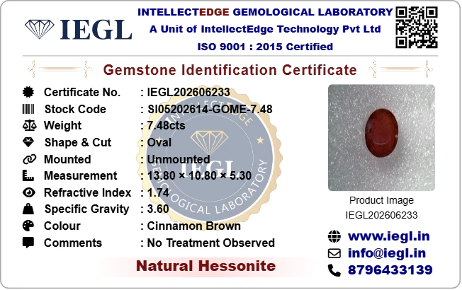 Hessonite - 7.48 Carat - Image 3