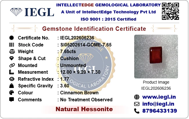 Hessonite - 7.65 Carat - Image 3