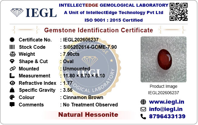Hessonite - 7.90 Carat - Image 3