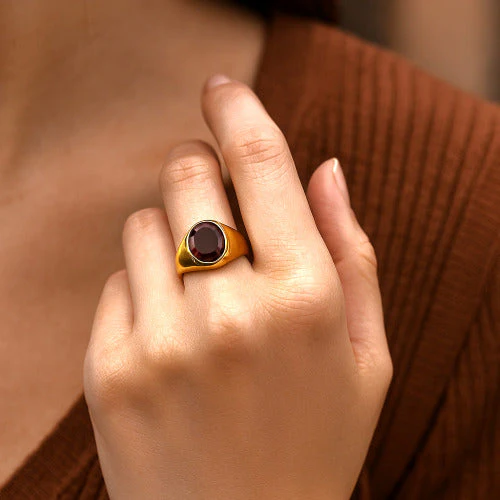 Hessonite (Gomed) Panchdhatu Ring | Lab certified | Adjustable Ring - Image 3