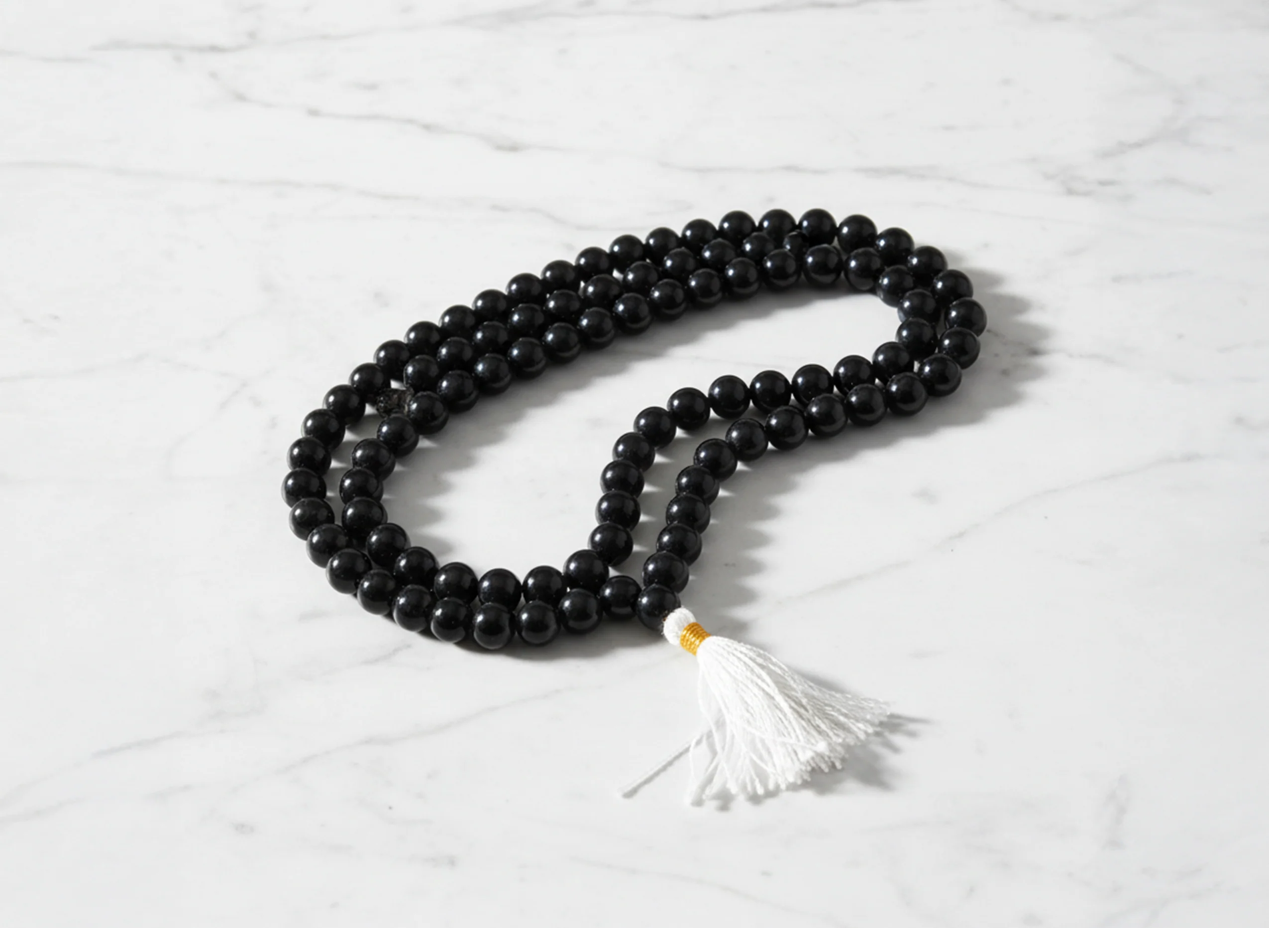 Kale Hakik Ki Mala - Black Agate Mala - Image 3