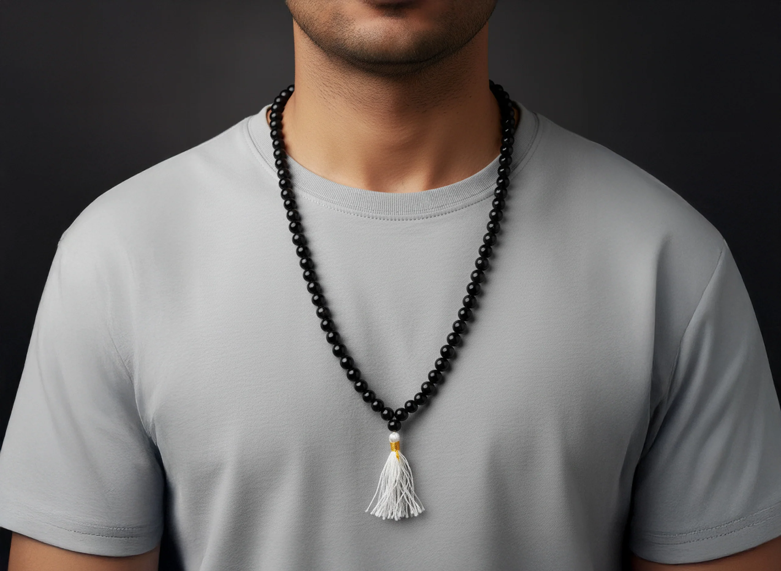 Kale Hakik Ki Mala - Black Agate Mala - Image 4