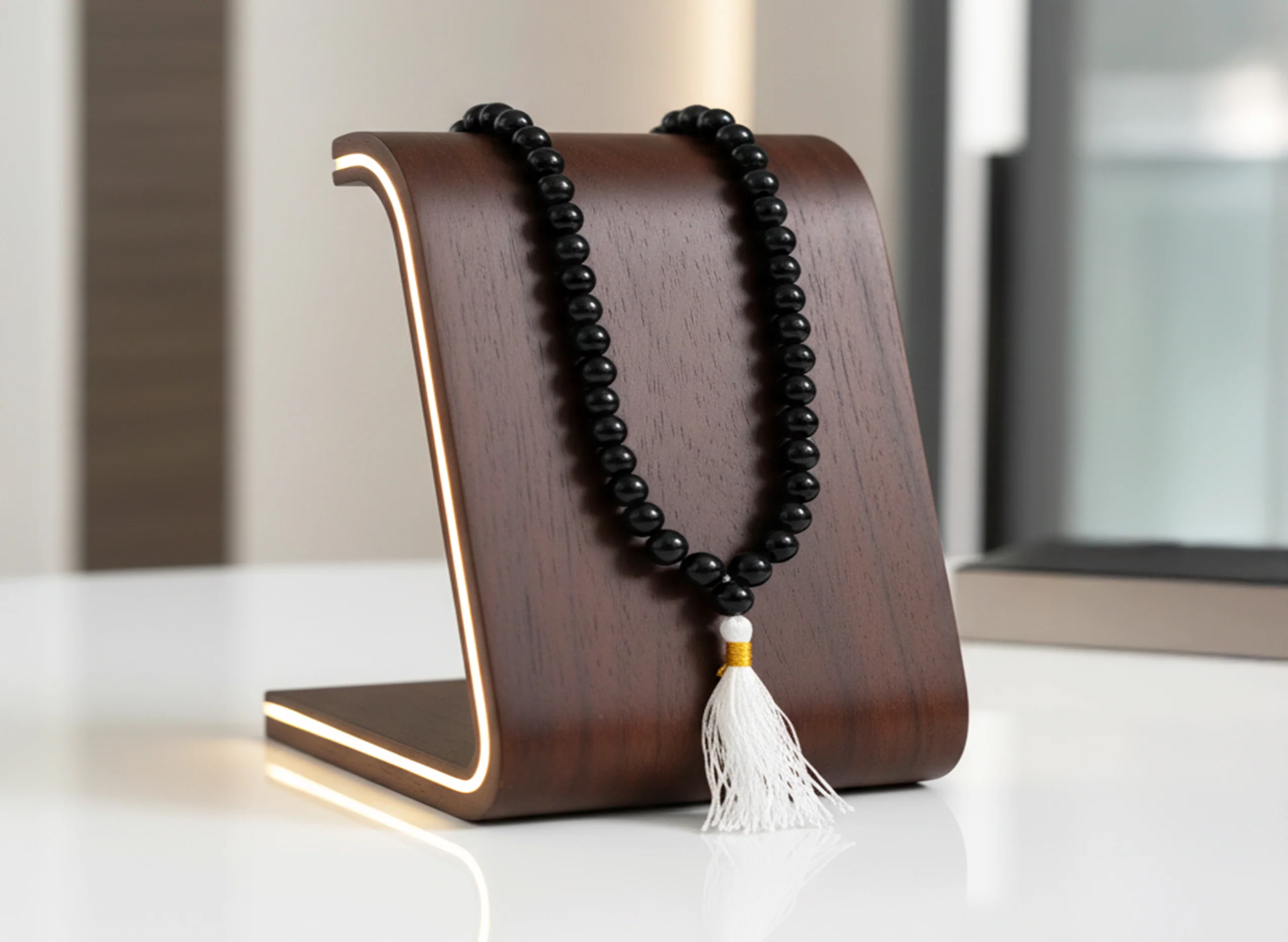 Kale Hakik Ki Mala - Black Agate Mala - Image 5