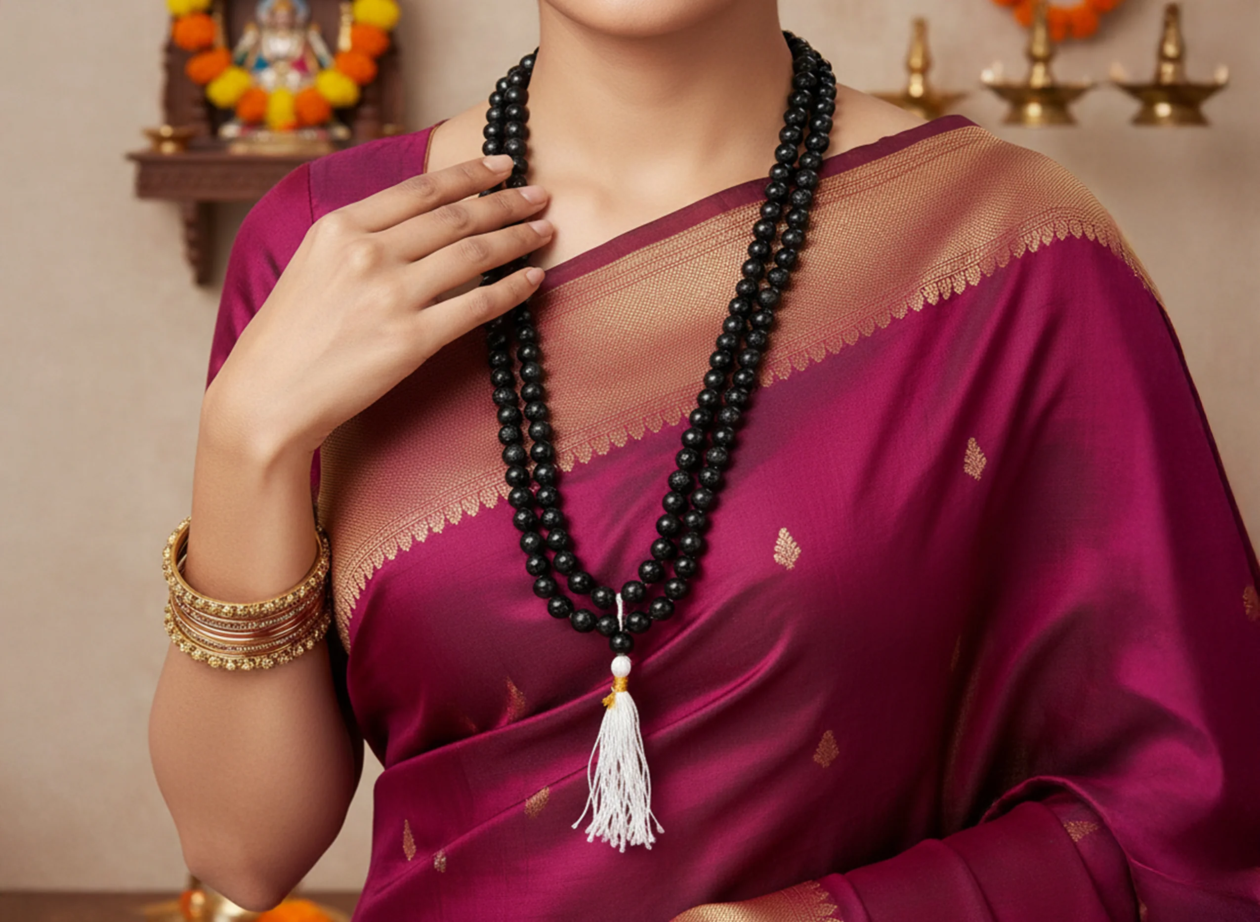 Kale Hakik Ki Mala - Black Agate Mala - Image 6