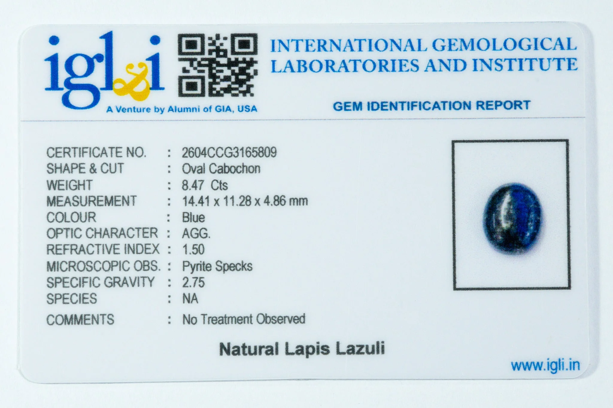 Lapis Lazuli - 8.47 Carat - Image 3