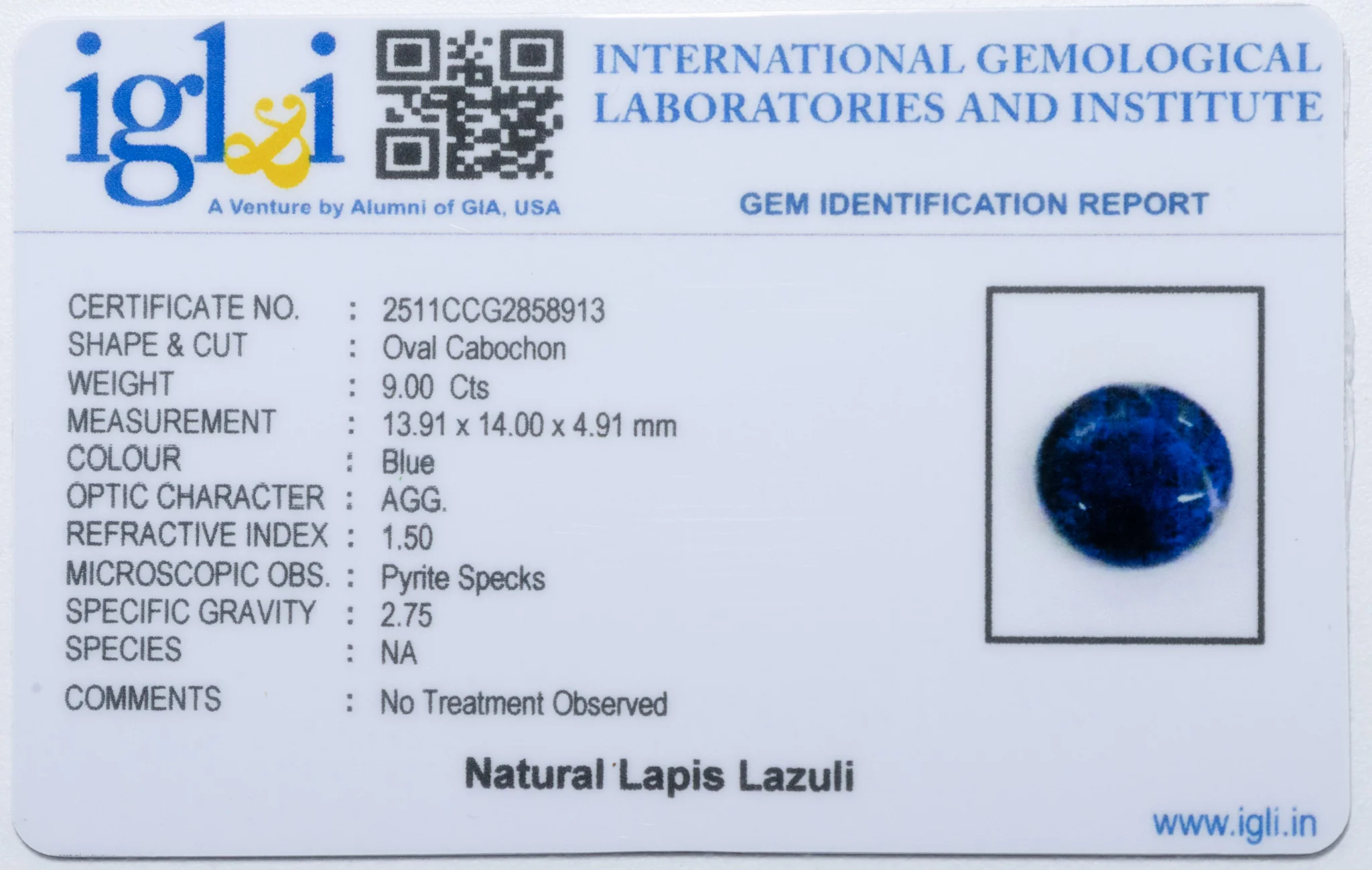 Lapis Lazuli 9.00 Carat - Image 3