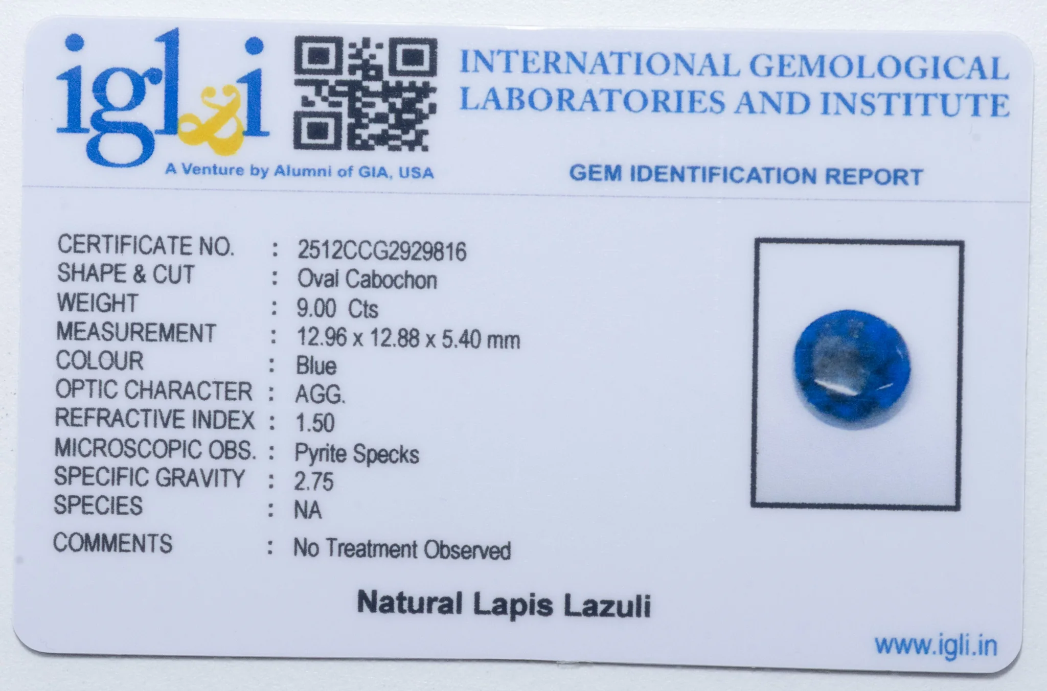 Lapis Lazuli 9.00 Carat - Image 3