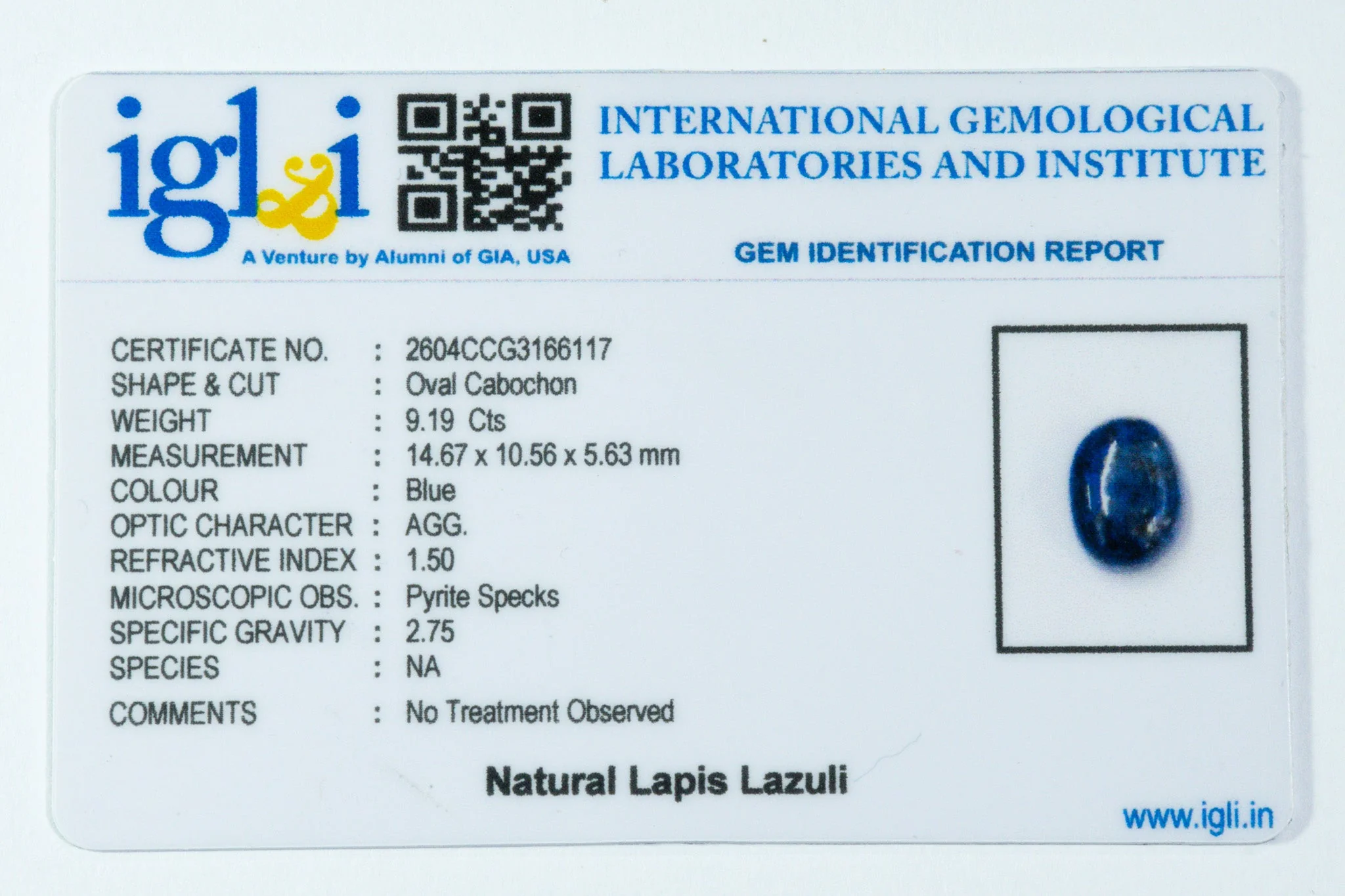 Lapis Lazuli - 9.19 Carat - Image 3