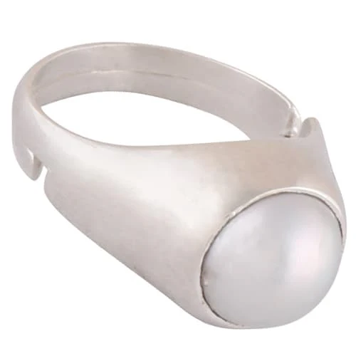 Pearl (Moti) Sterling Silver Ring | Lab certified | Adjustable Ring - Image 4