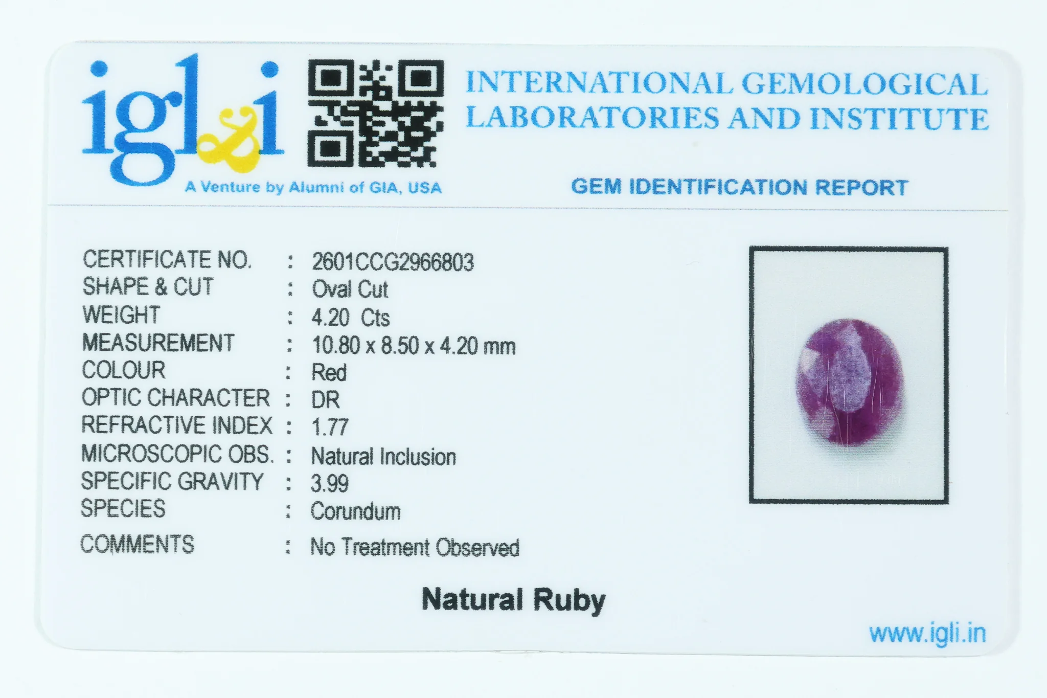 Indian Ruby 4.20 Carat - Image 3