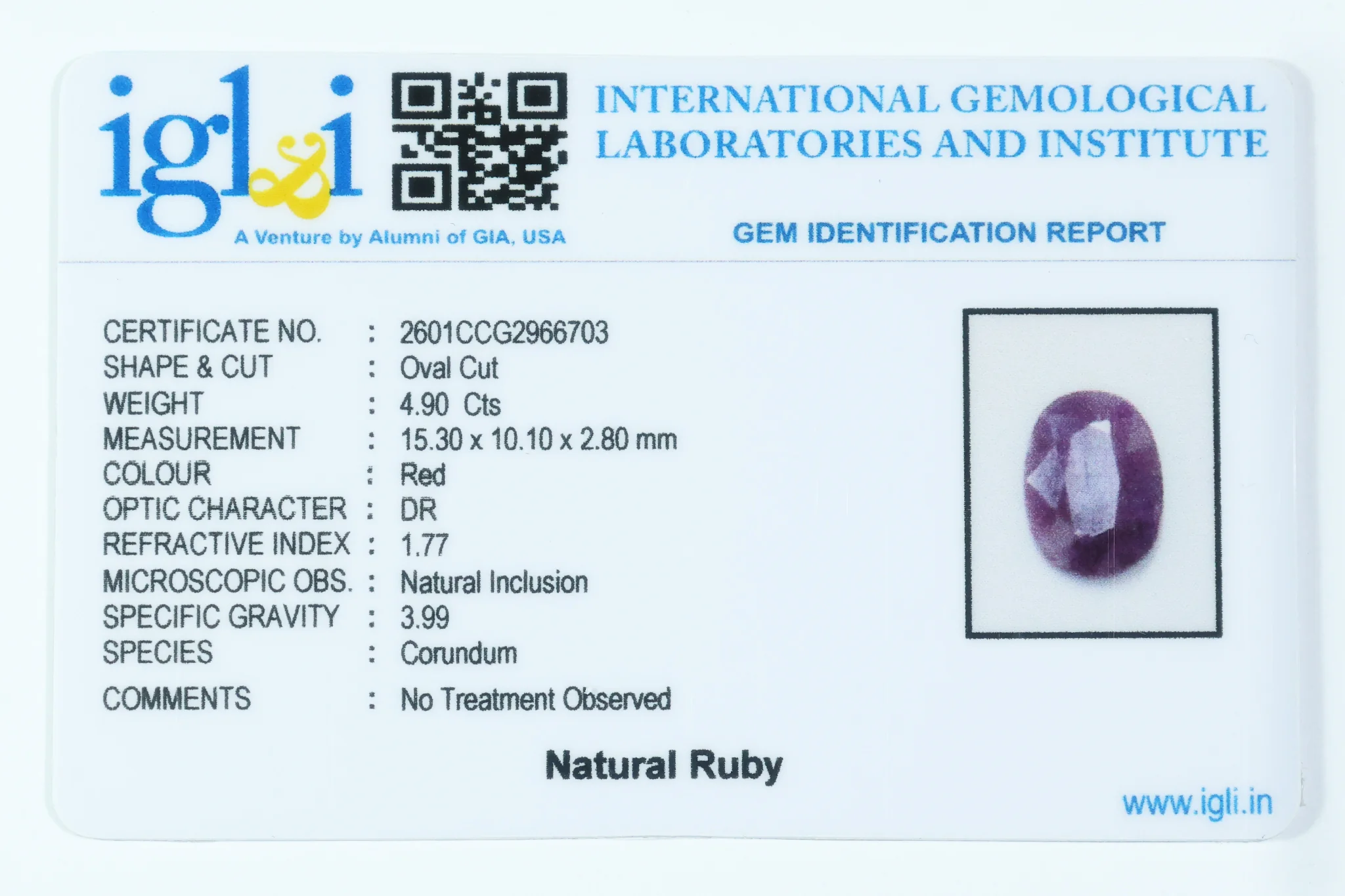 Indian Ruby 4.90 Carat - Image 3