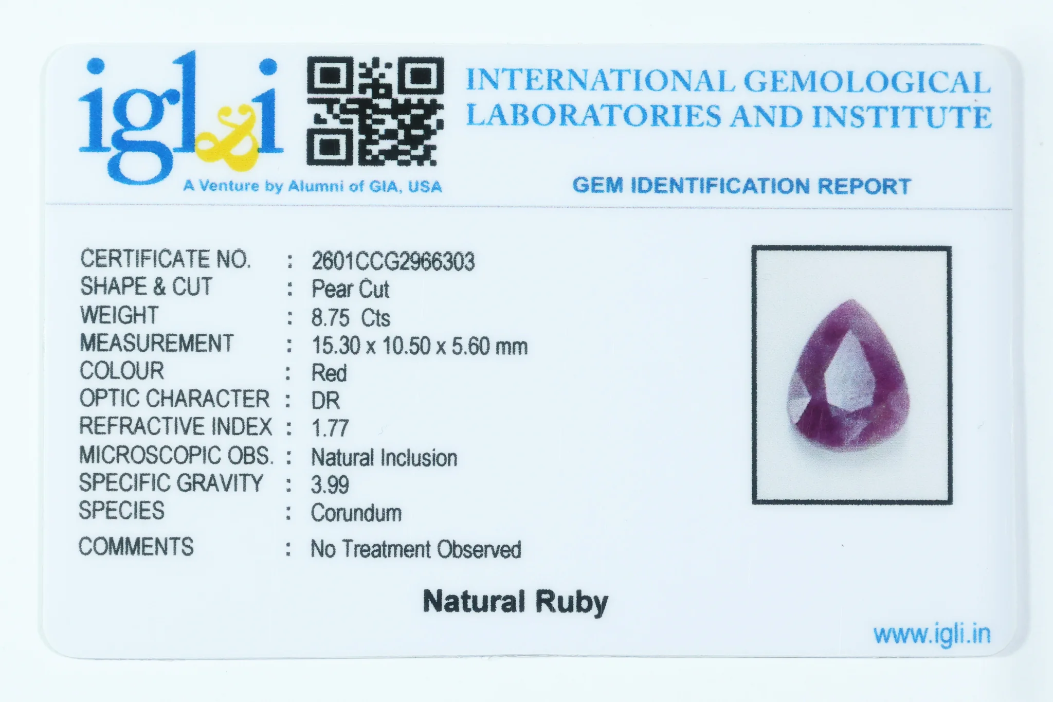 Indian Ruby 8.75 Carat - Image 3