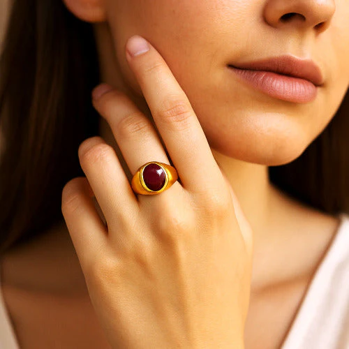 Ruby (Manikya) Panchdhatu Ring | Lab certified | Adjustable Ring - Image 3