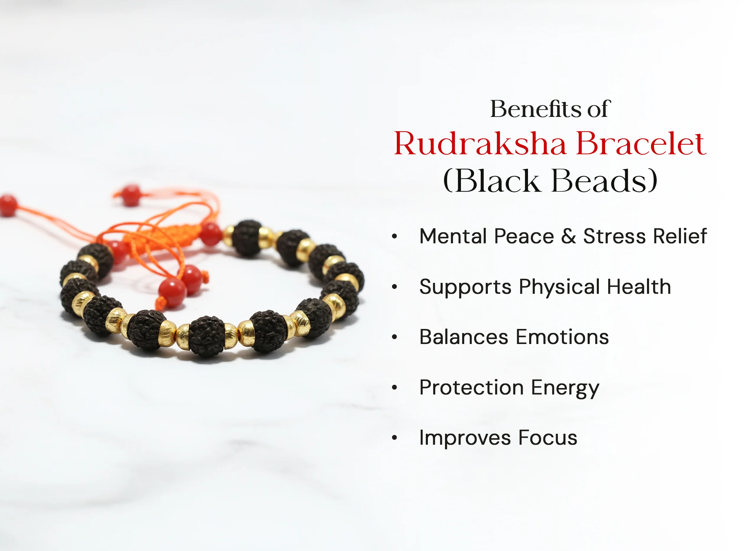 Rudraksha Bracelet Black Beads Bracelet - Image 2
