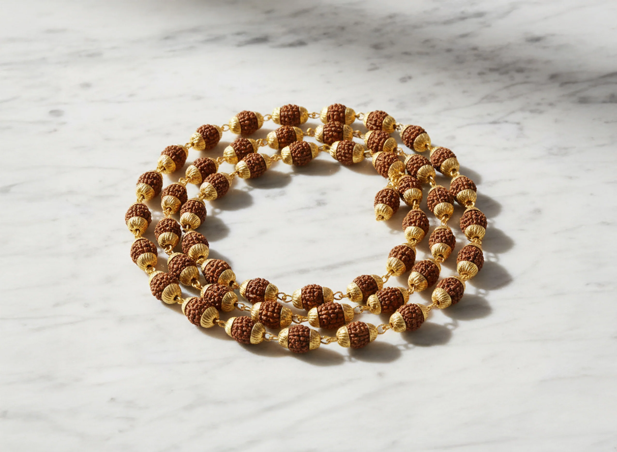 5 Mukhi Rudraksha Mala-Gold Plated - Image 3