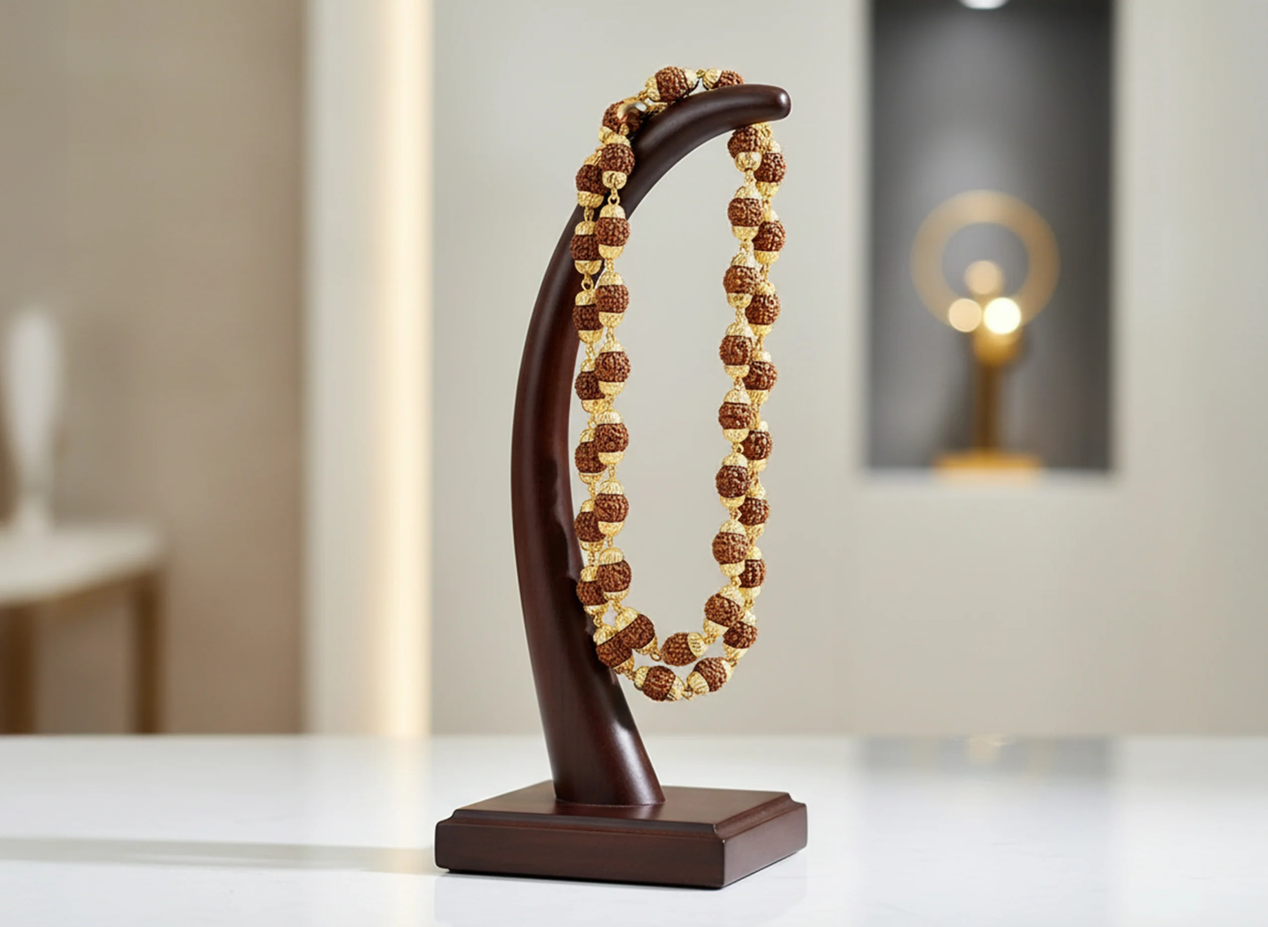 5 Mukhi Rudraksha Mala-Gold Plated - Image 4