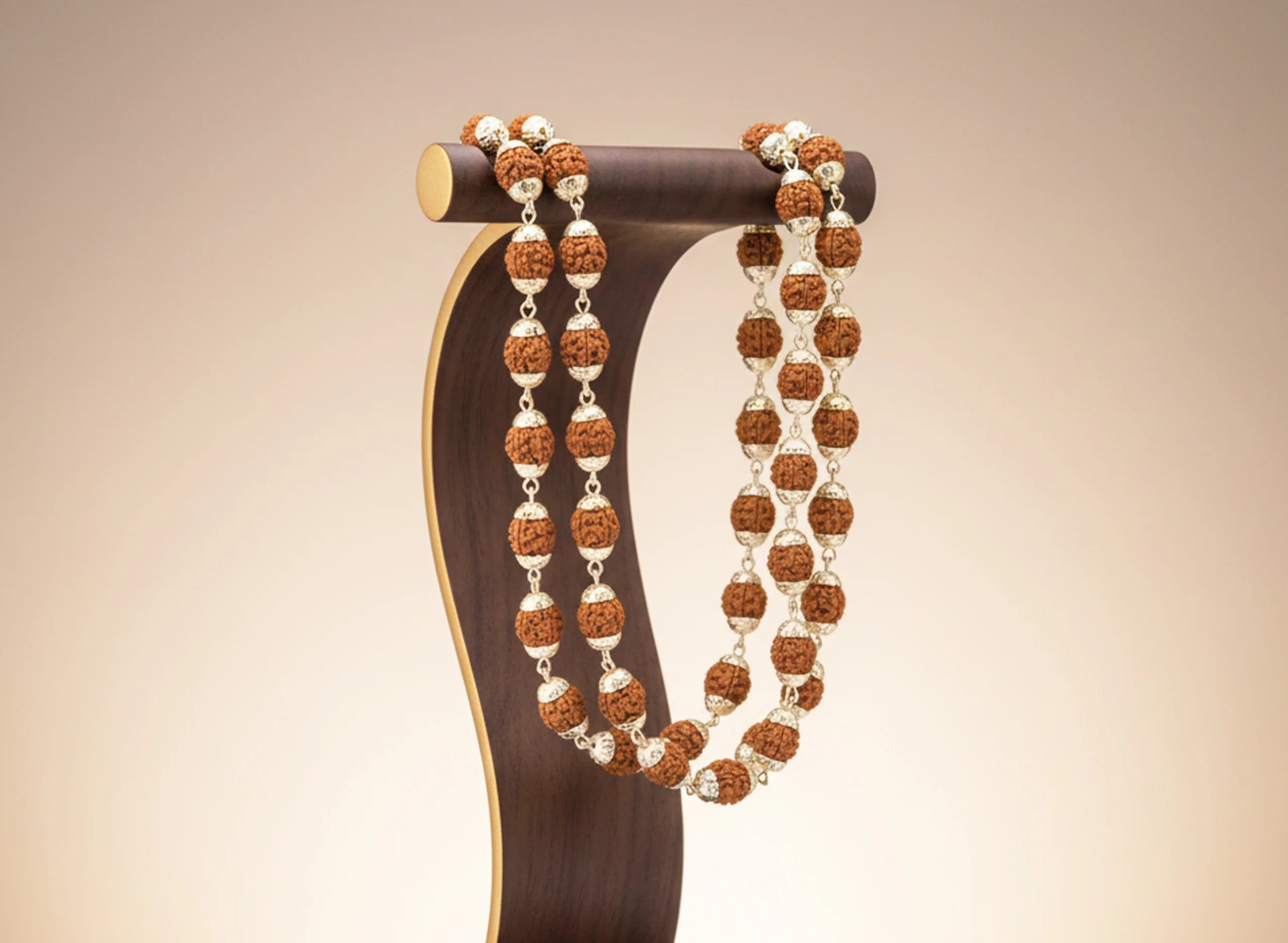 5 Mukhi Rudraksha Mala - White Metal Plated - Image 4
