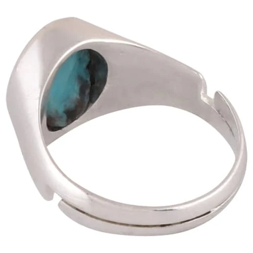 Turquoise Firoza Sterling Silver Ring | Lab certified Adjustable Ring - Image 4